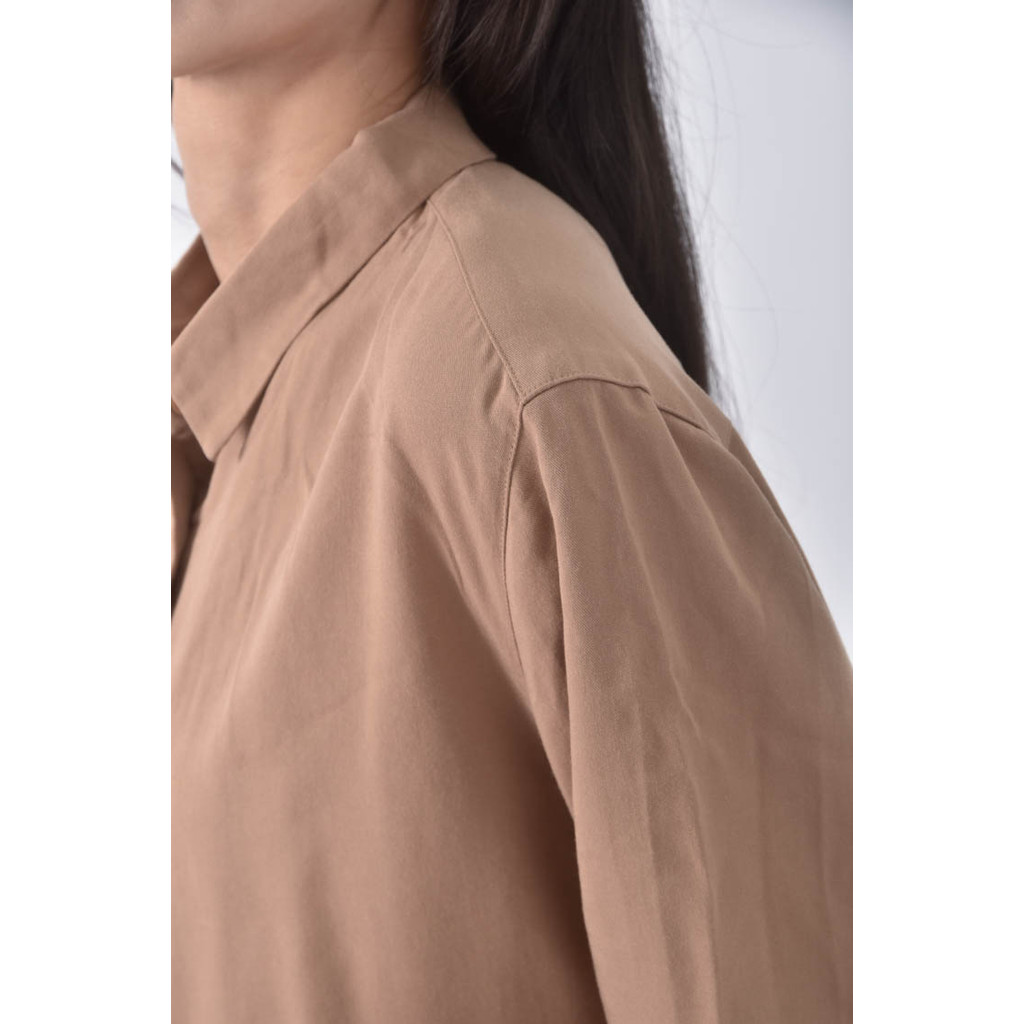 (XL) uniqlo質感羊毛羊毛素面棕色長袖上衣二手衣, , large
