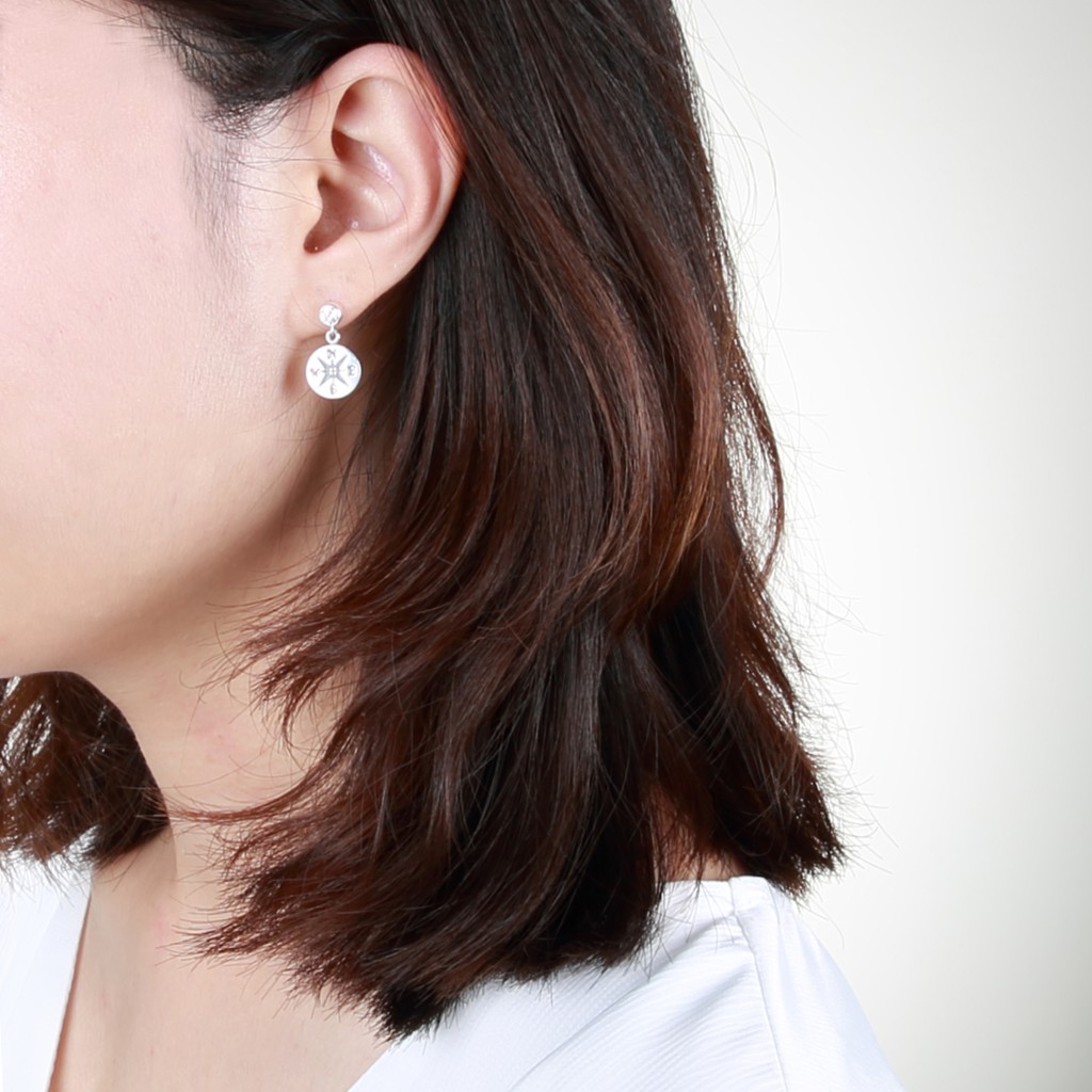 【Angel & Me】幸運 羅盤 指北針 Compass s925 純銀耳環 耳夾 情人節 禮物, , large