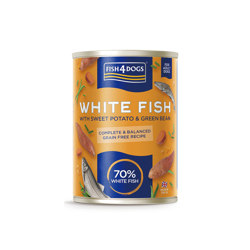 【倆寶貝精品館】海洋之星FISH4DOGS  無榖低敏 白身魚主食犬罐-地瓜&四季豆 395g, , large