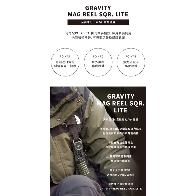 【Leo手機周邊專賣店】ROOT CO. 360度正方形多功能登山扣 / 軍綠, , large