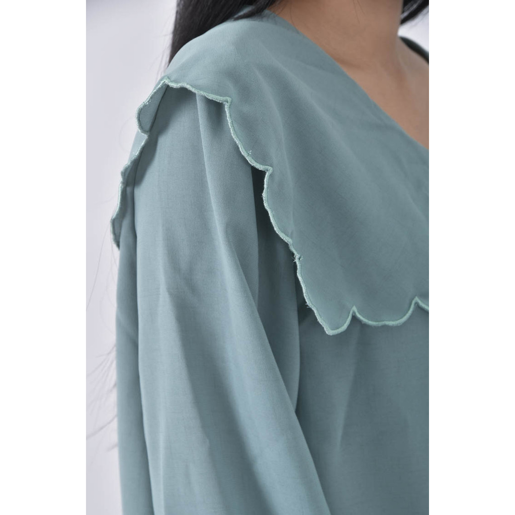 (XL) amber 3韓牌質感花邊綠色長袖上衣二手衣, , large