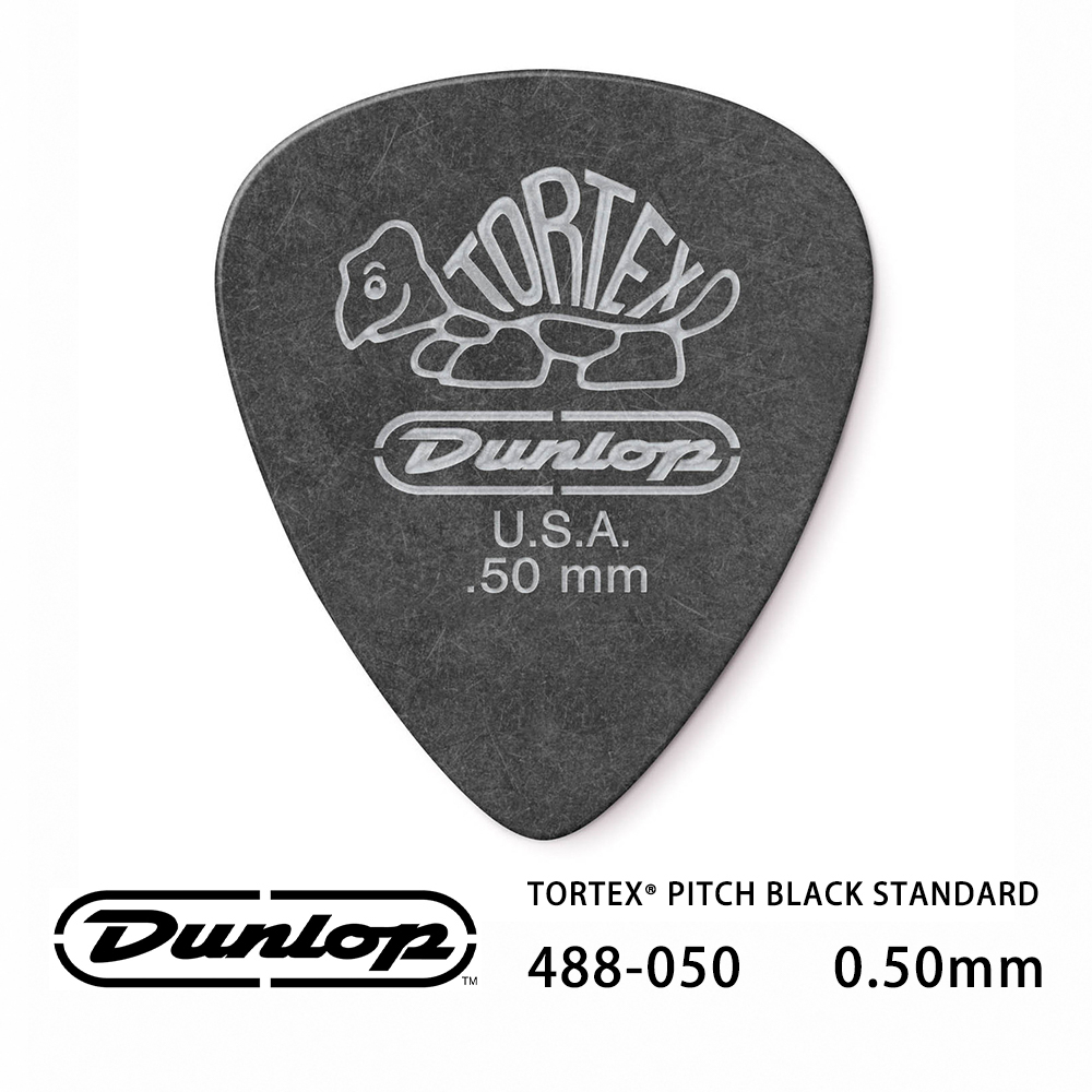 Jim Dunlop Tortex Pitch Black Standard 488R 0.50mm Pick, , large