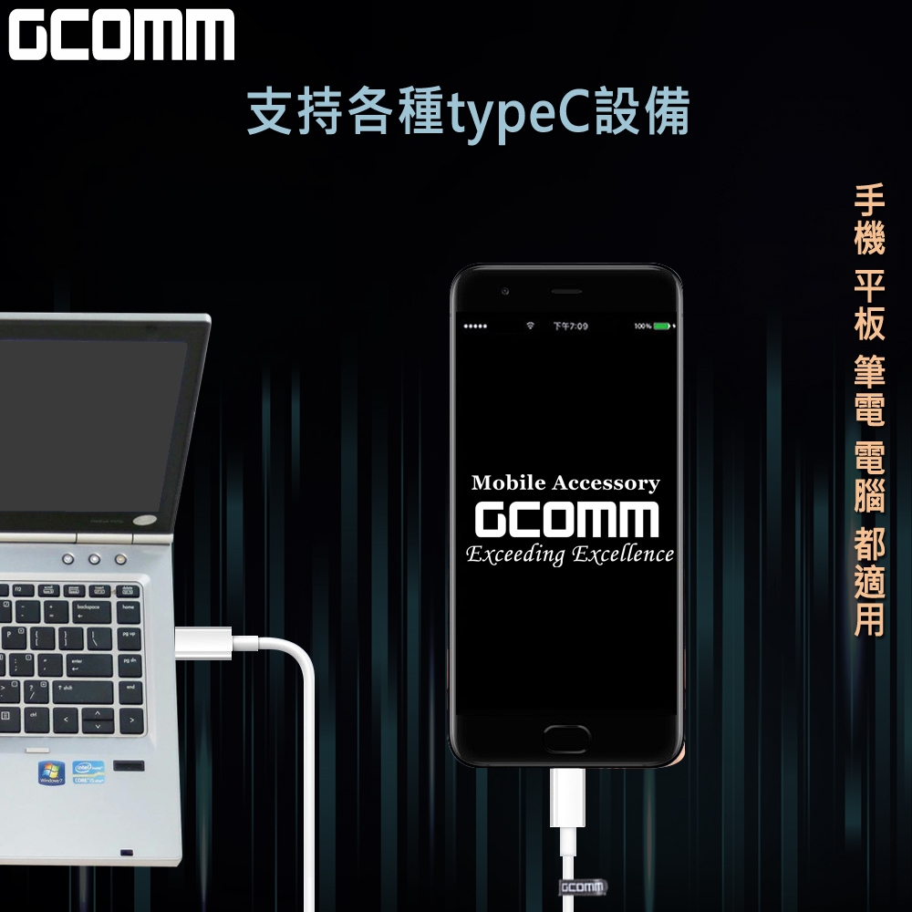 GCOMM Type-C to Type-C 60W 4.8A 快充TPE數據線, , large