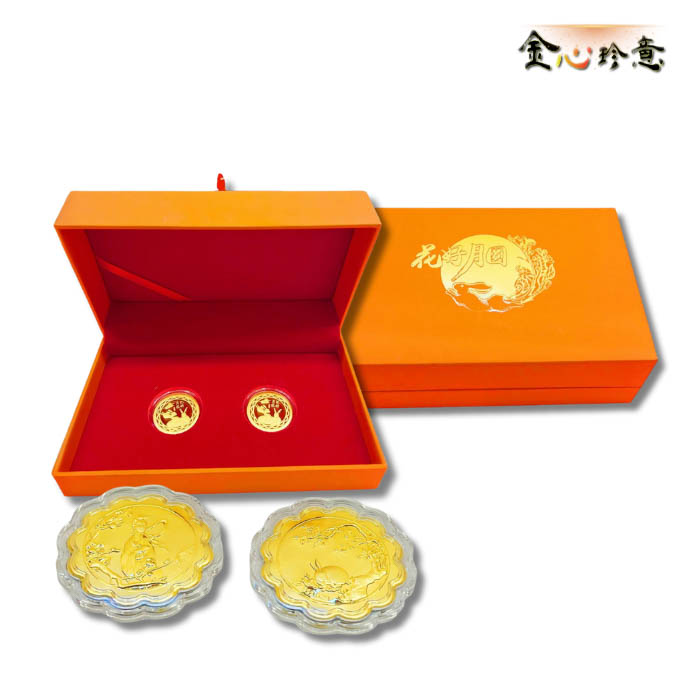 [意創趨術]花好月圓雙兔純金金幣組 0.2g, , large