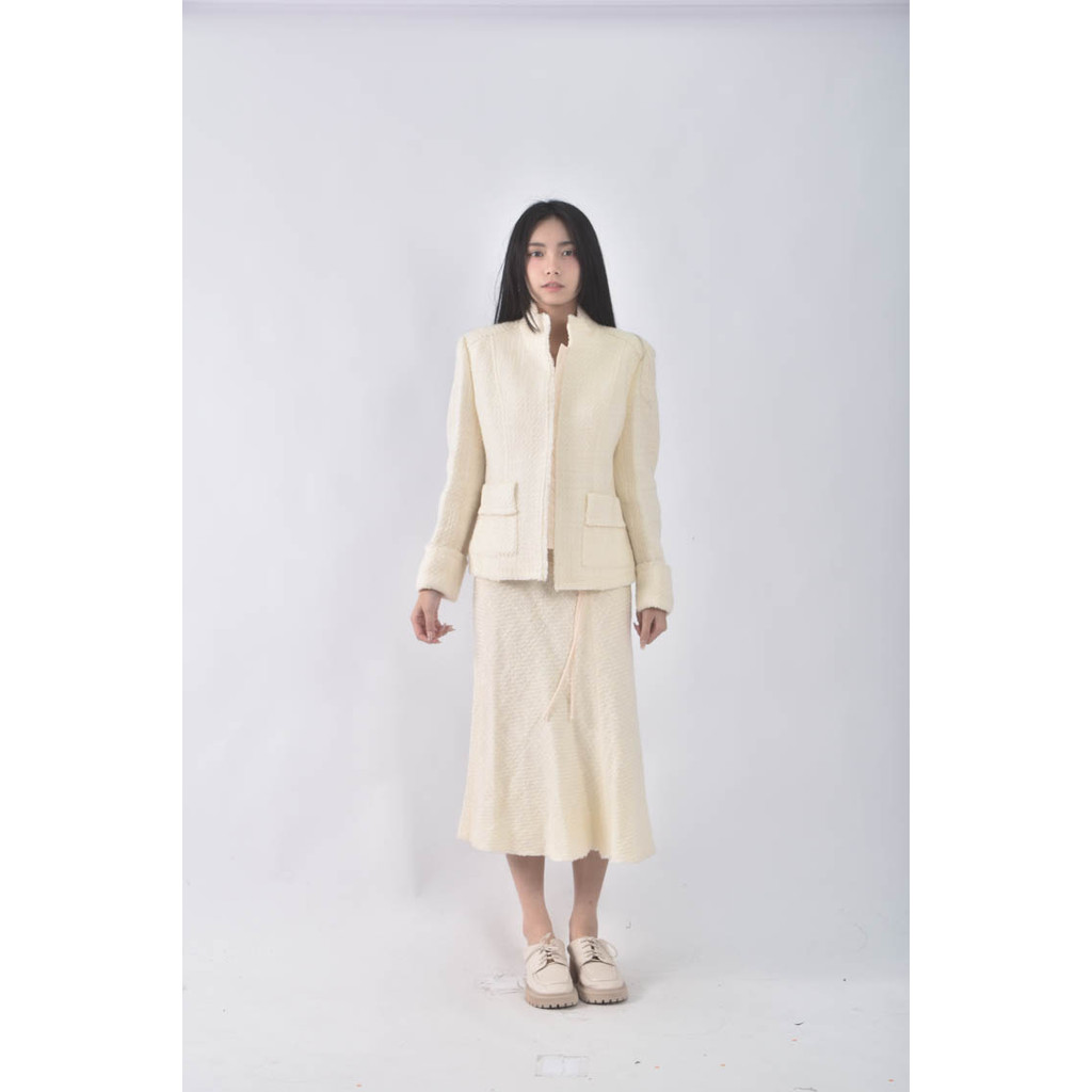 (XL) tonger小香風排扣白色套裝二手衣, , large