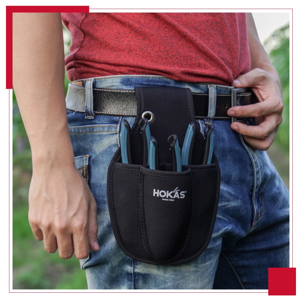 【HOKAS】S414三入工具袋 (剪定鋏 花剪 修枝剪刀 收納套 工具袋 工具套 腰包 加厚帆布 水電腰包), , large