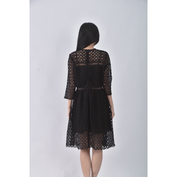 (S) amy s farm質感洞洞黑色洋裝二手衣, , large