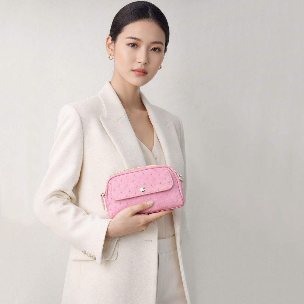 【M2nd】悠特蒂鴕鳥皮多功能斜揹包-楓紅(T75A), , large