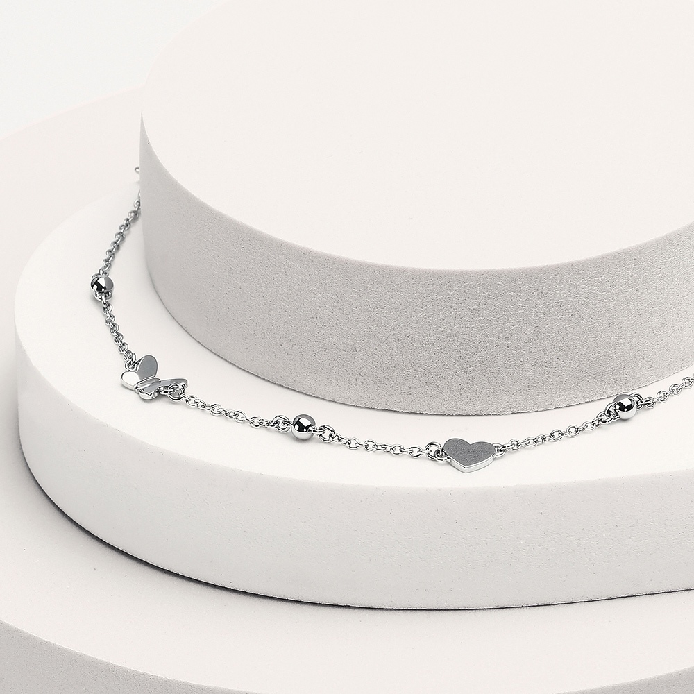 【快速出貨】MORELLATO TALISMANI系列 銀色不鏽鋼 蝴蝶之心手鍊 SAUN37, , large