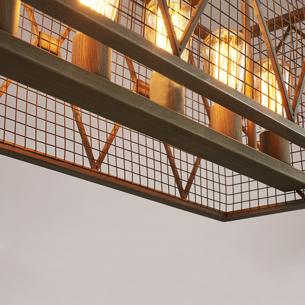 【H&R安室家】 53x29x30cm小號長方鐵網吊燈 ZA0116, , large