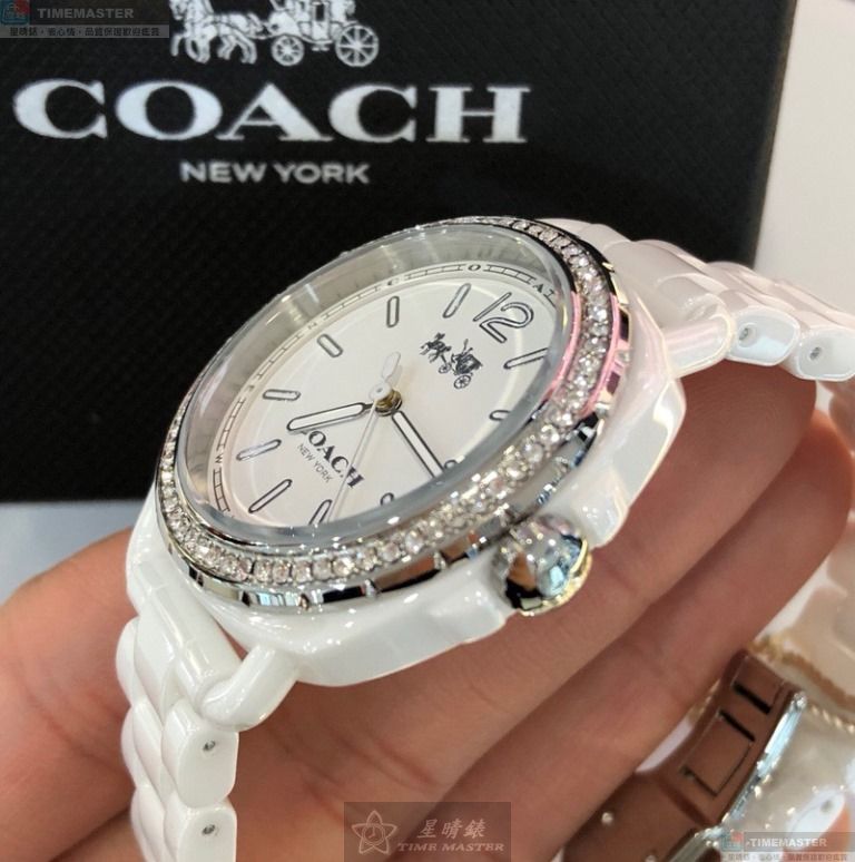 [星晴錶業]COACH手錶,34mm,CH00069白色錶面白錶殼白陶瓷錶帶款, , large