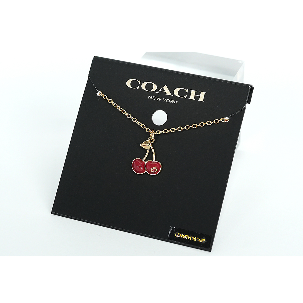 COACH 櫻桃造型項鍊/紅色/金色, , large