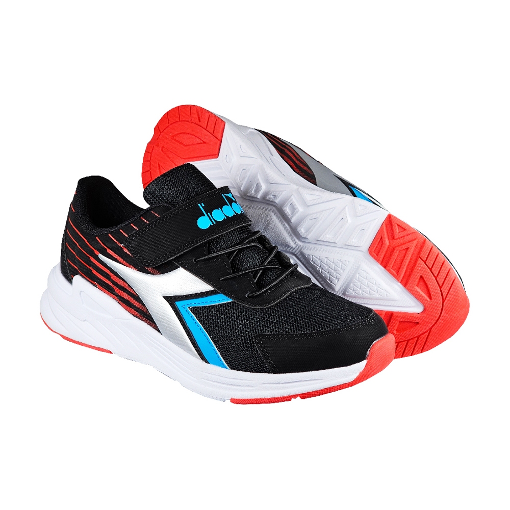 DIADORA迪亞多那 輕量大童慢跑鞋 童運動鞋 童鞋 寬楦 透氣 保護後跟 吸震 減壓 彈性 健康鞋墊 止滑 黑 粉, , large