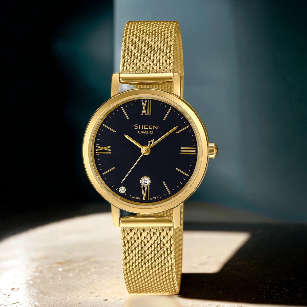 CASIO 卡西歐 SHEEN 優雅米蘭帶石英女錶 SHE-4540GM-1A, , large