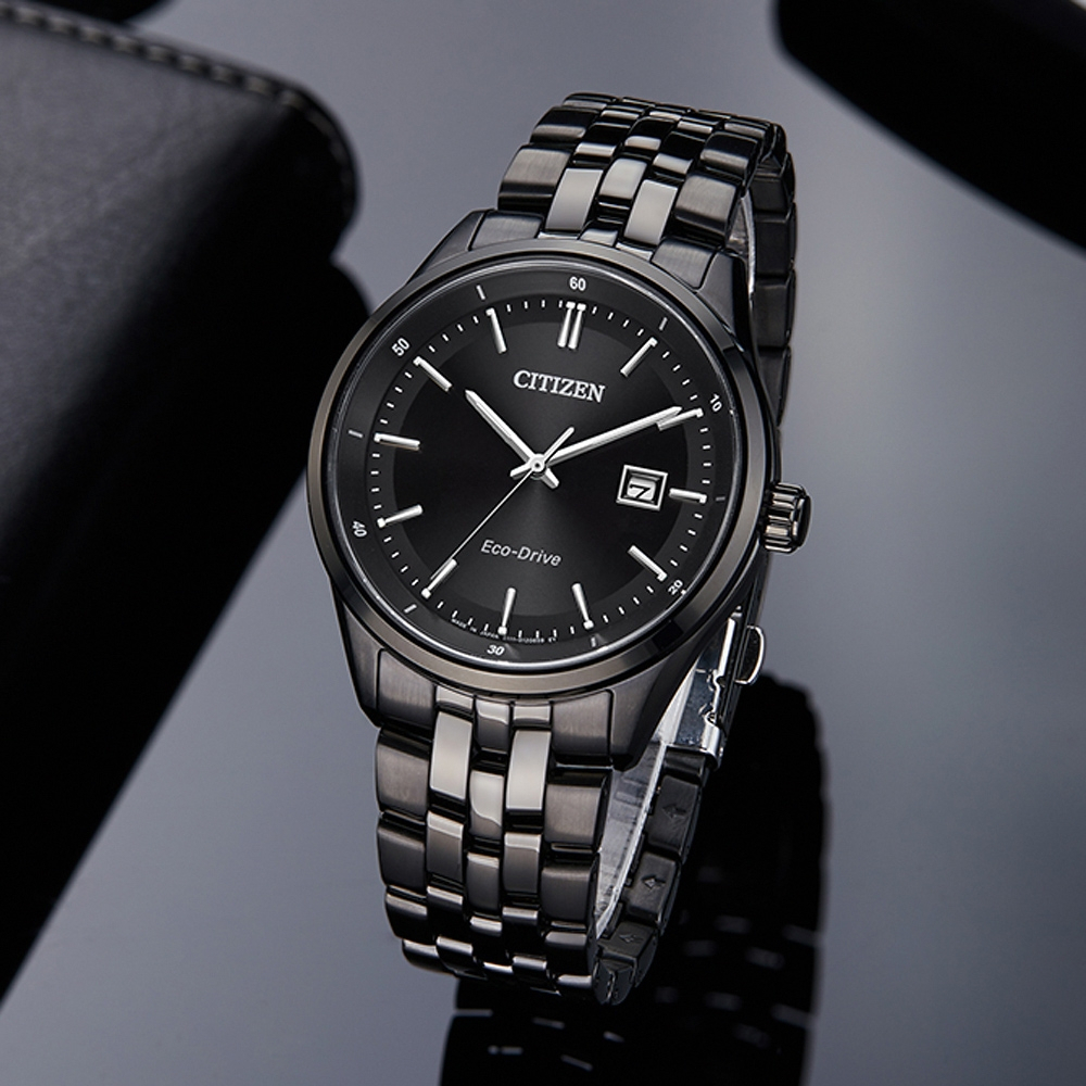 CITIZEN 星辰 光動能城市手錶-黑 BM7565-80E, , large