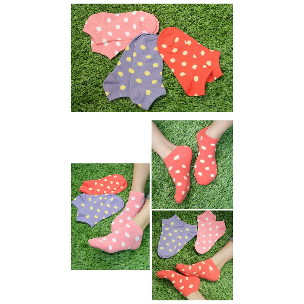 【D&G】圓點隱形襪<橘紅/淺米>D263 女襪 襪子 短襪 踝襪, , large