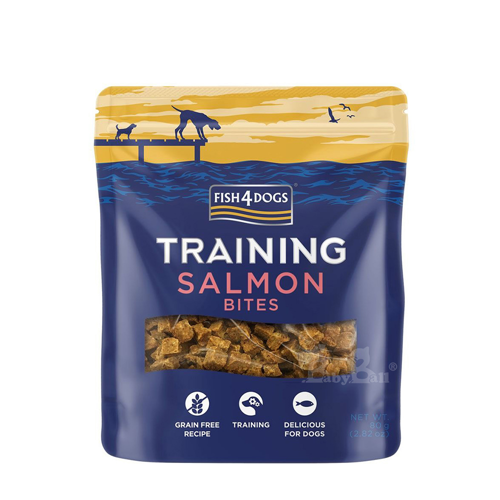【倆寶貝精品館】海洋之星FISH4DOGS 鮭魚脆丁 訓練零嘴 80g (成犬適用) 80gｘ２入