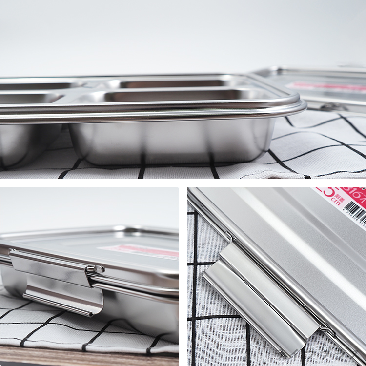 PLUS PERFECT極緻316不鏽鋼四格餐盤-25cm-附蓋-2入, , large