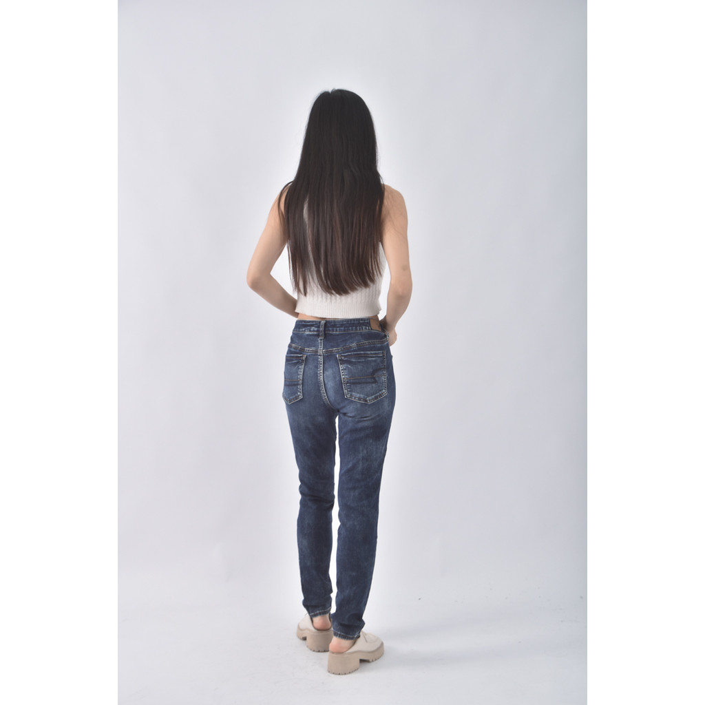 (XL) american eagle高腰丹寧牛仔質感棉質仿舊藍色長褲二手衣, , large
