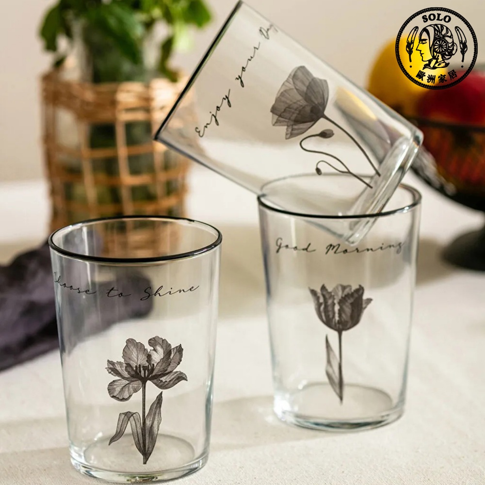 【SOLO Vintage】LCW Home 510ml Flower Glass Cup Set of 3 Water Cup Juice Cup Made in Turkey, , large