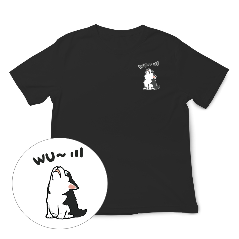 JZ TEE 哈士奇-Wu 印花短袖T恤, , large