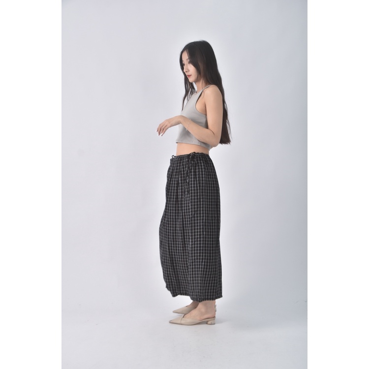 (M) uniqlo質感格紋黑色長裙二手衣, , large