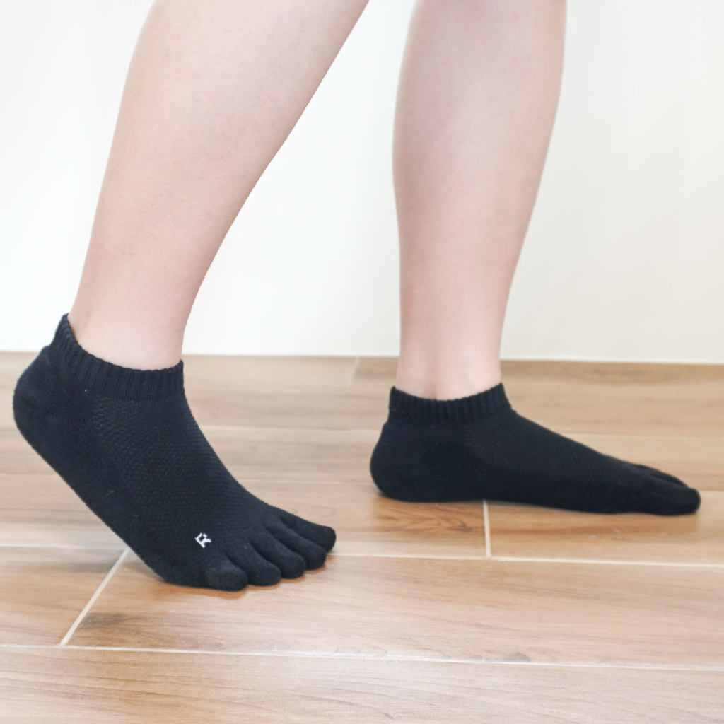 [Kaimei Cotton] 3 pairs set, black MIT made in Taiwan, antibacterial and deodorant towel-soled toe socks, one-piece molding, , large