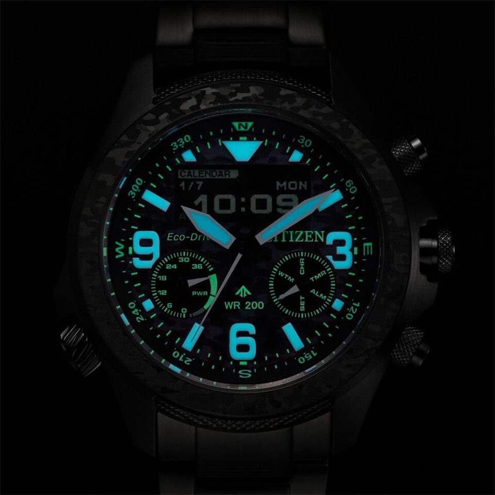 CITIZEN 星辰 Promaster 35週年限量 陸 叢林迷彩光動能液晶顯示手錶 JV1008-63E, , large