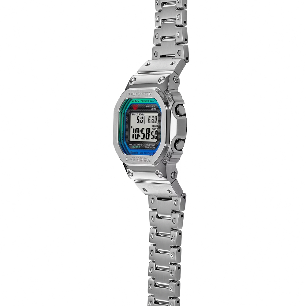 CASIO 卡西歐 G-SHOCK 全金屬 彩虹光譜 太陽能電波手錶-百搭銀 GMW-B5000PC-1, , large