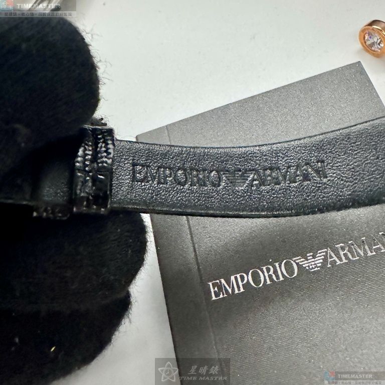 [星晴錶業]ARMANI手錶,30mm,AR00065貝母錶面玫瑰金錶殼深黑色真皮皮革錶帶款, , large