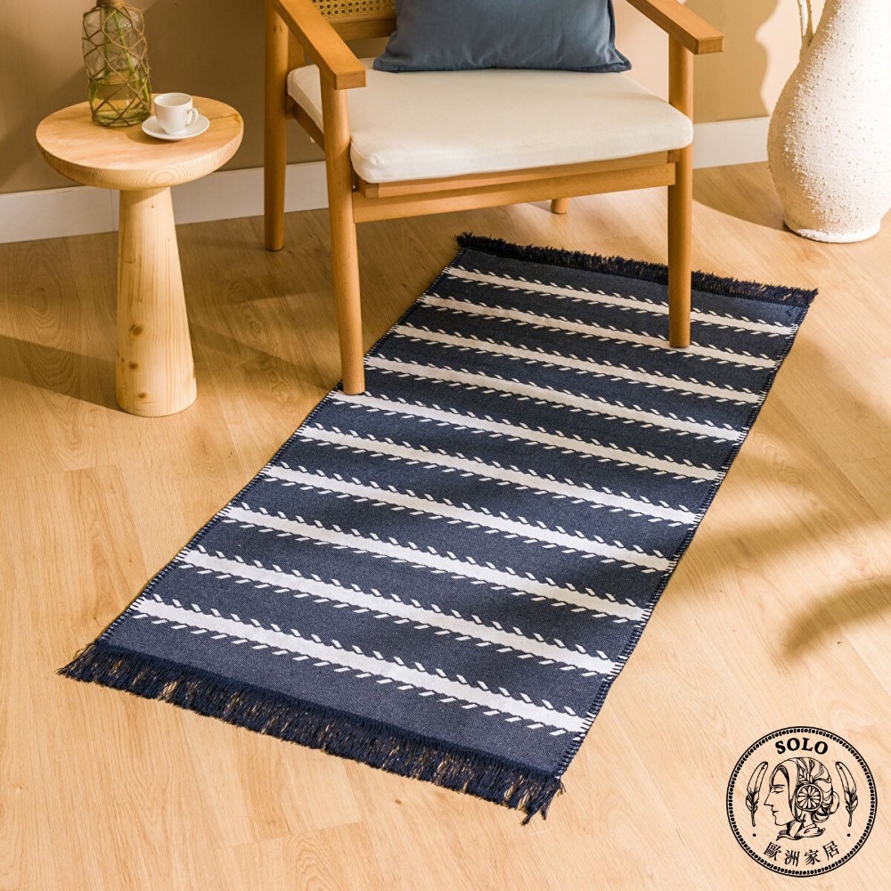 【SOLO歐洲家居】LCW Home 70x140CM 雙面條紋地毯 藍色, , large