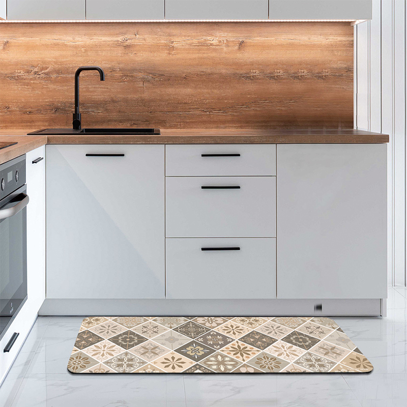 【怪獸】rubber anne 30秒瞬吸 軟式珪藻土廚房吸水地墊 花璽系列(120x50cm) -菱琥, , large