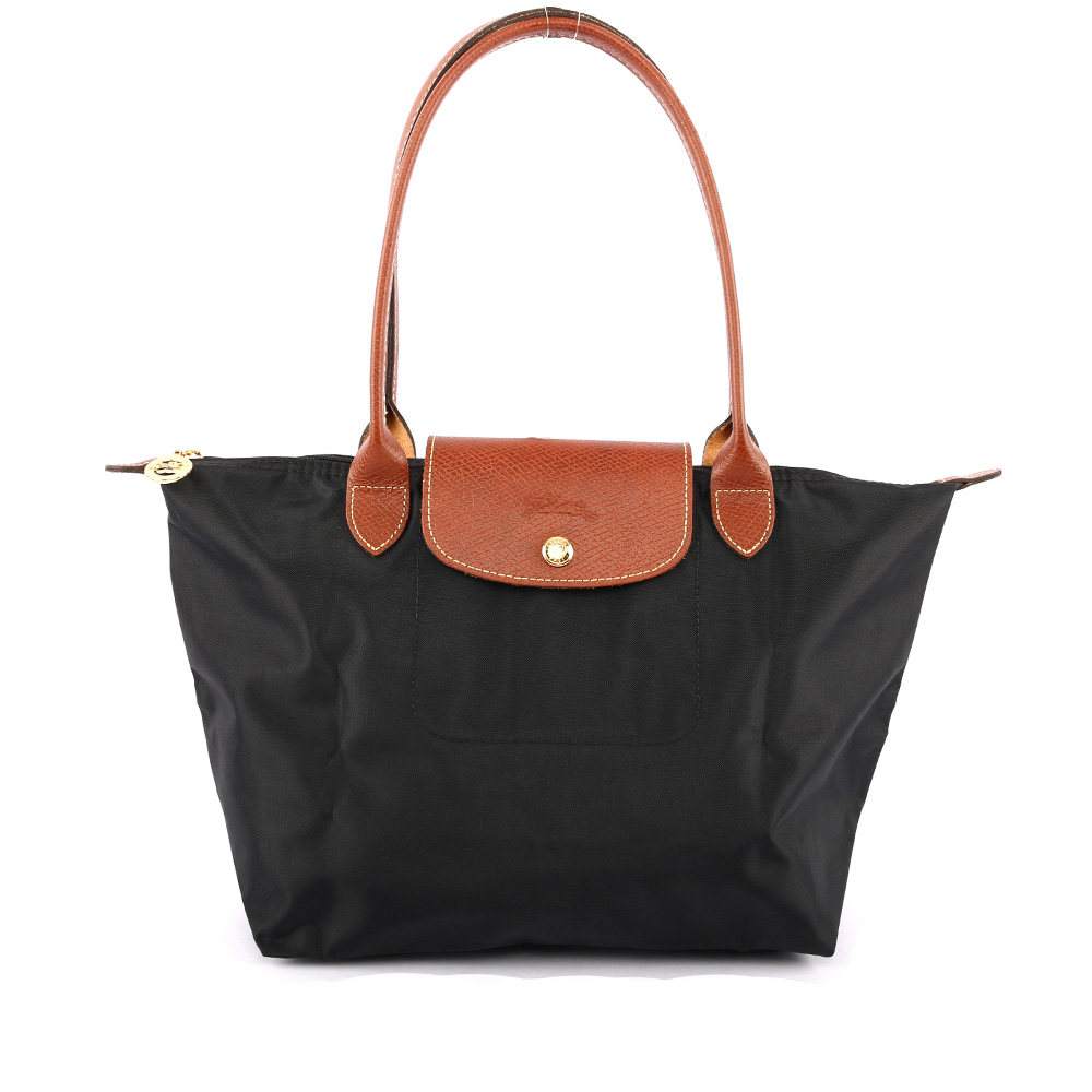 LONGCHAMP M號長把LE PLIAGE摺疊水餃包(黑色)
