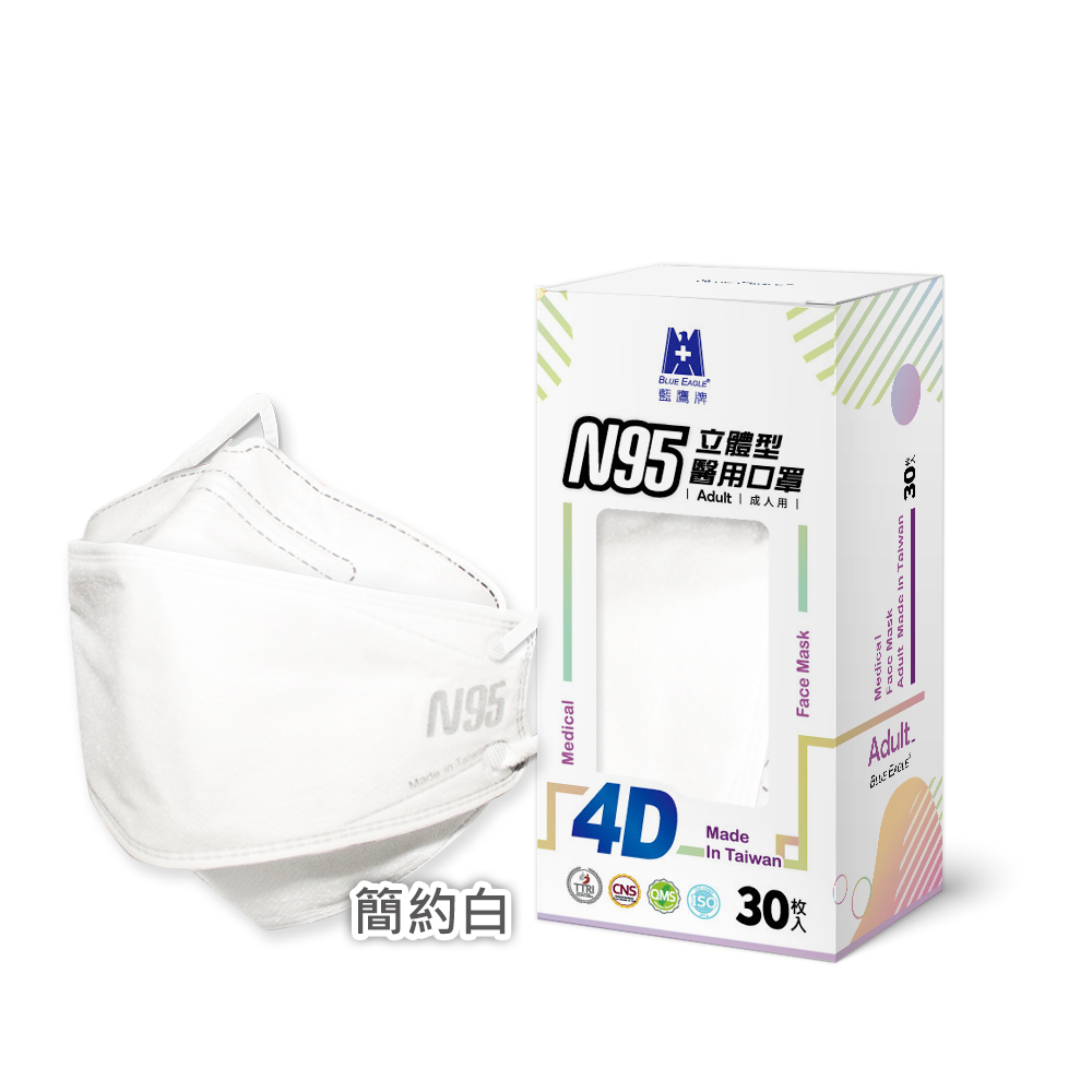 【Blue Eagle】N95 4D Adult Medical Face Mask 30 pack, , large