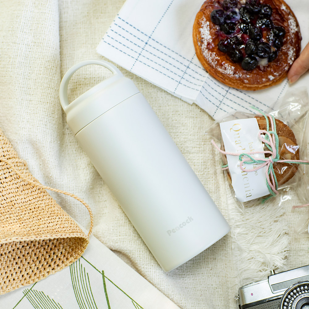 【日本孔雀Peacock】不鏽鋼 手提式City城市休閒 保冷保溫杯480ML(提把設計)-任選色, , large