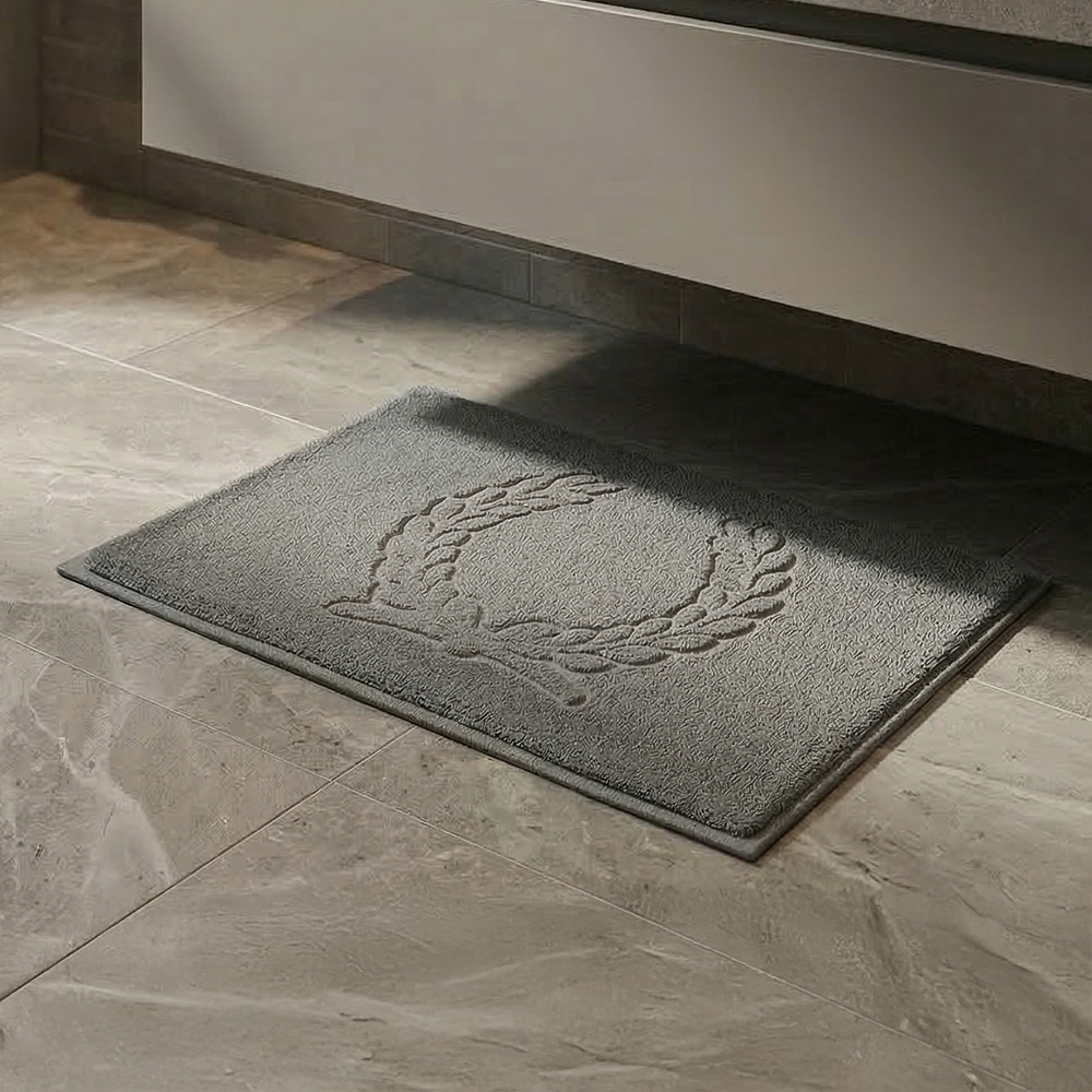 浴室腳踏墊【深沉灰 50*80cm】五星級飯店地墊 浴室地毯 踏墊 吸水墊 100%純棉 瞬吸速乾 飯店風 麥穗壓花 精梳棉, , large