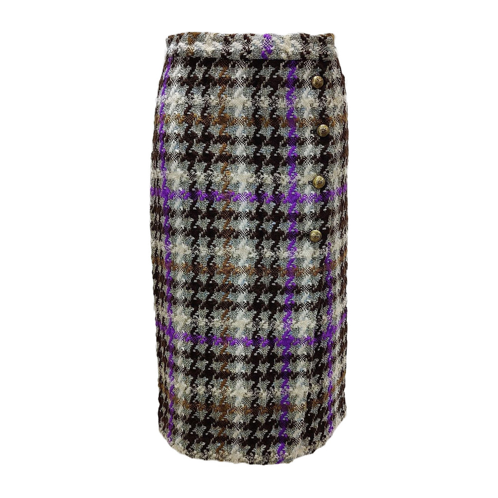 PINKO紫條格紋裙子, , large