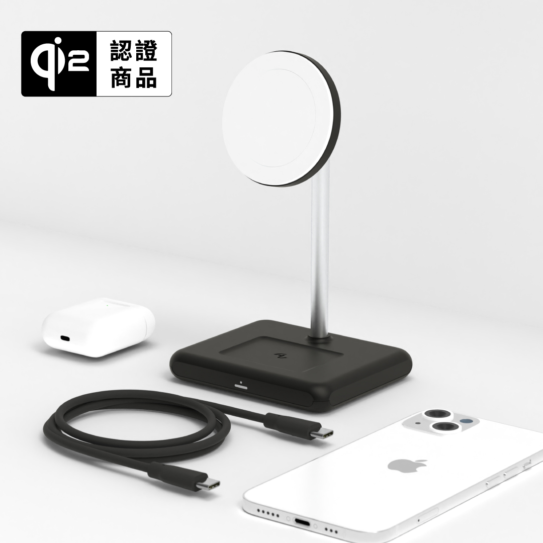 [萬摩科技]Allite WQ1 2+1  磁吸無線充電座 沈穩黑, , large