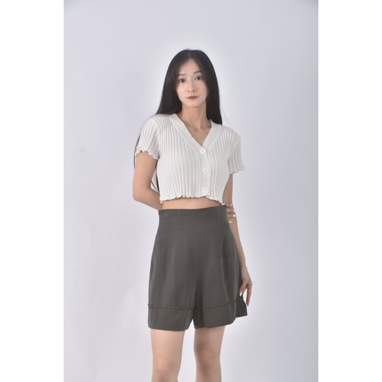(S) 高腰綠色短褲二手衣
