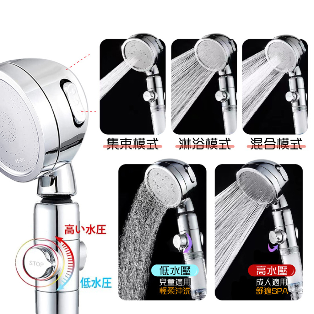 3-speed booster SPA universal shower head, , large