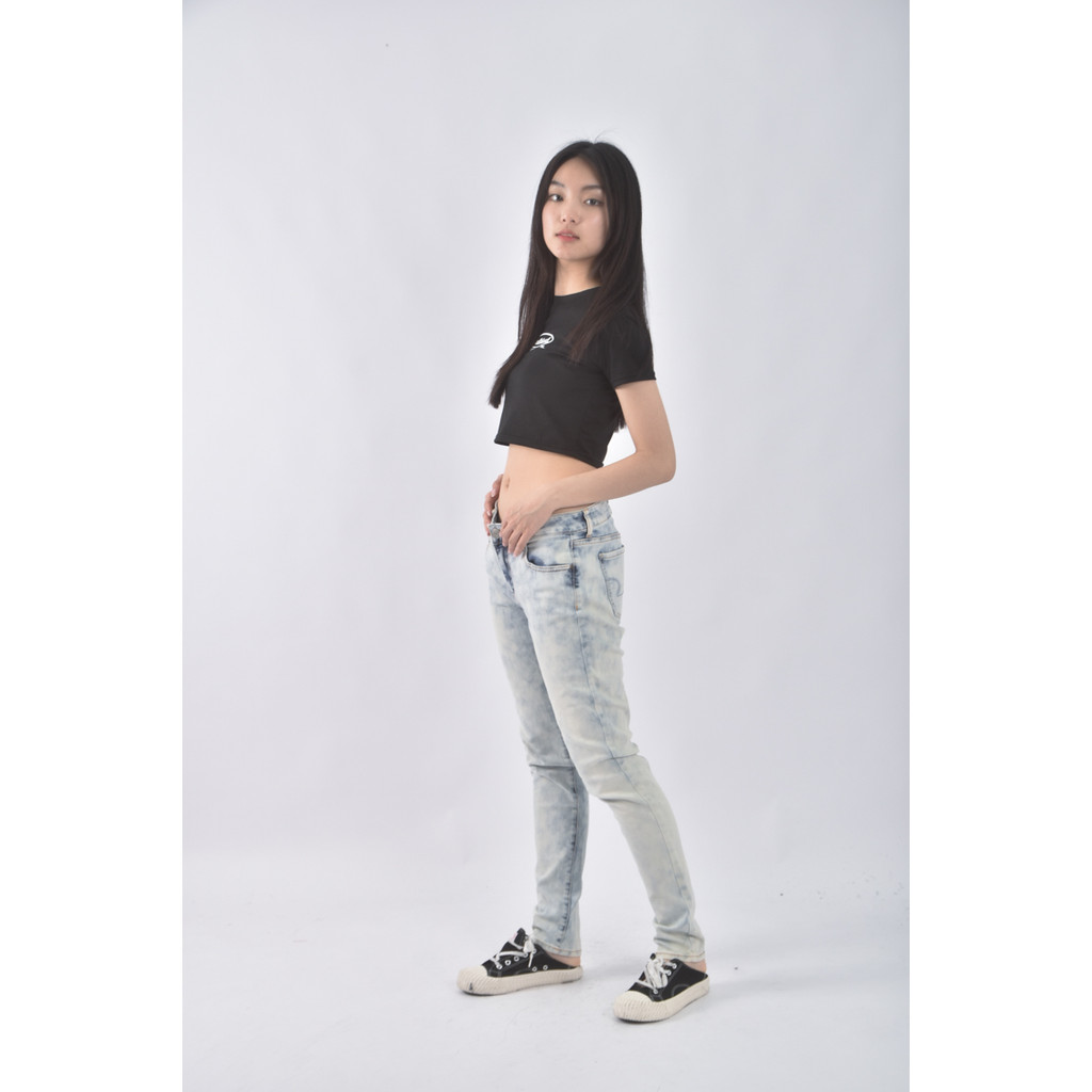 (XS（含）以下) american eagle丹寧牛仔質感棉質仿舊藍色長褲二手衣, , large