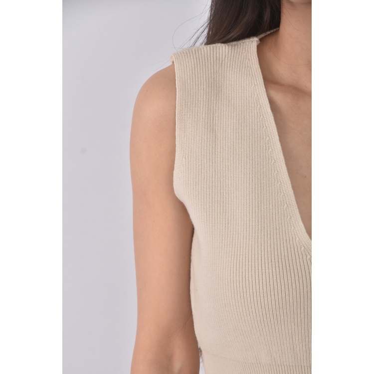 (S) yoco質感無袖杏色上衣二手衣, , large