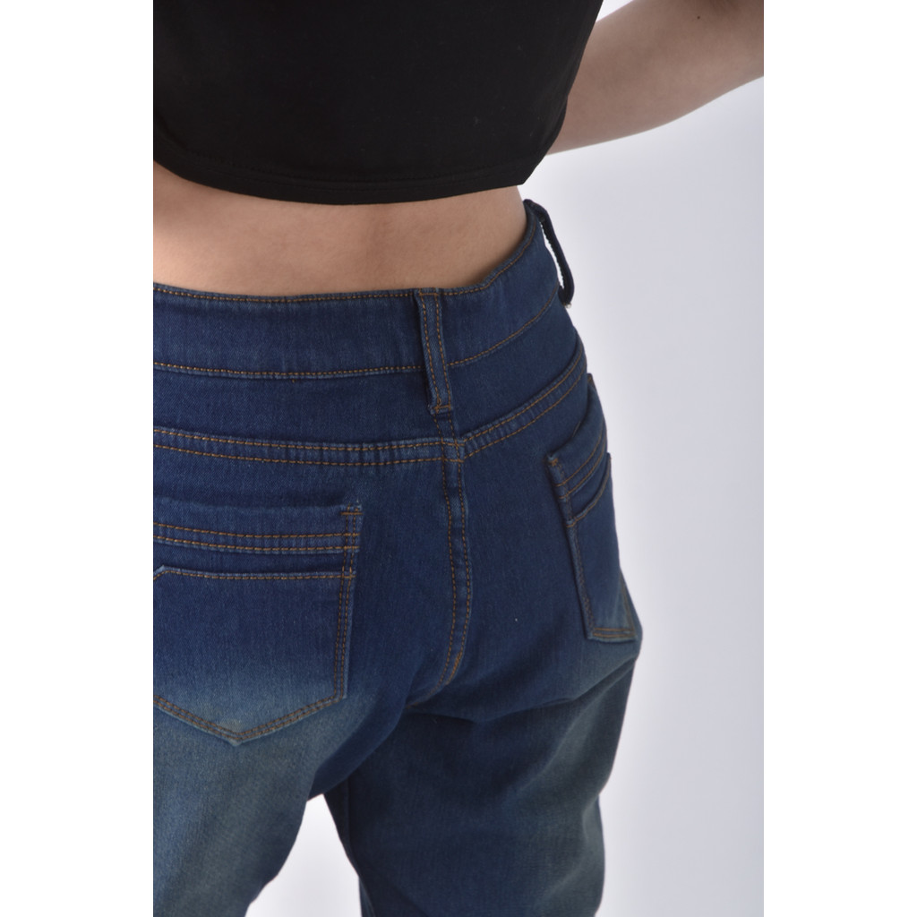 (L) jeans丹寧牛仔質感藍色長褲二手衣, , large