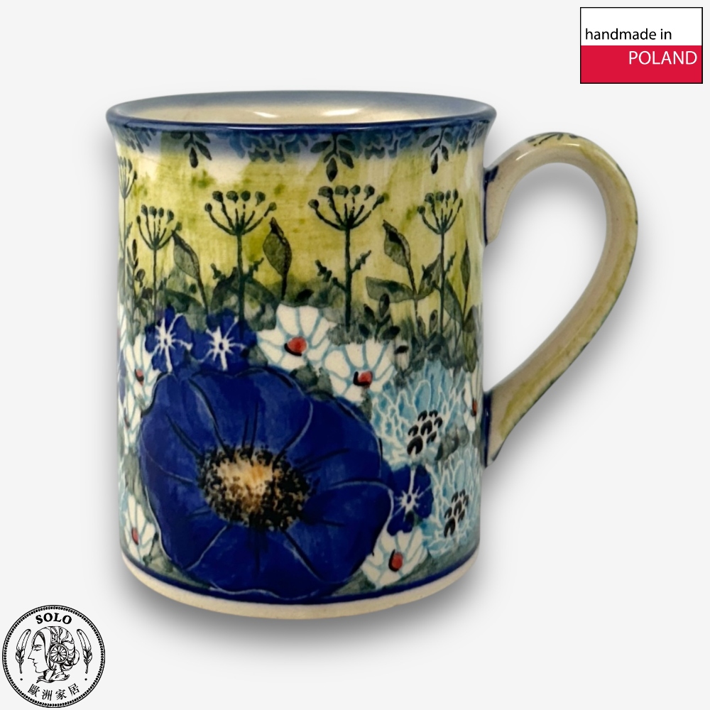 【SOLO歐洲家居】波蘭製 Cerraf 波蘭陶 280ml 馬克杯 水杯 咖啡杯 藍野芳蹤系列, , large