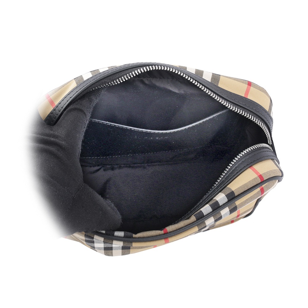 BURBERRY Paddy 格紋尼龍帆布拉鍊斜背包/復古黃, , large