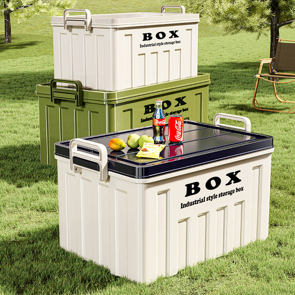 【AOTTO】大容量工業風雙提手收納箱-白色(AL-2202W), , large