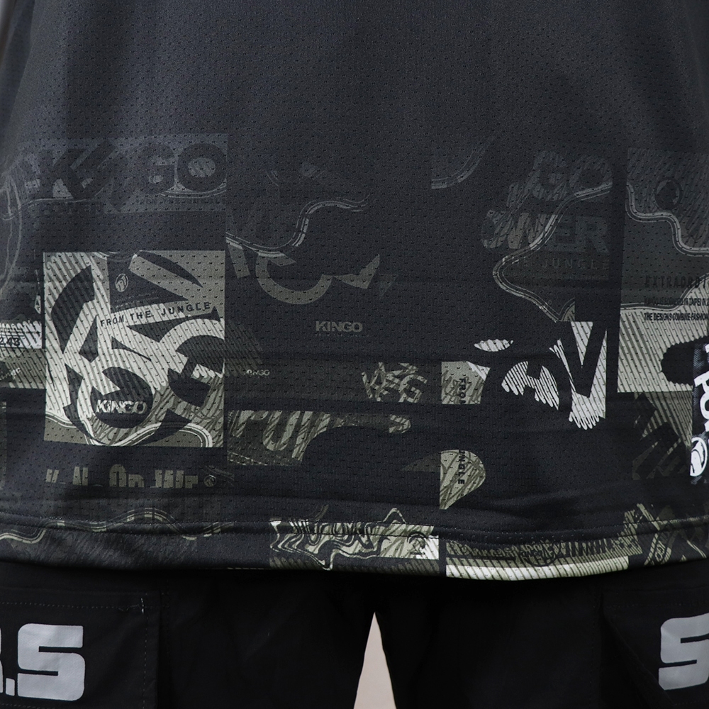 KINGO-大尺碼-排汗 圓領T-黑-413608, , large