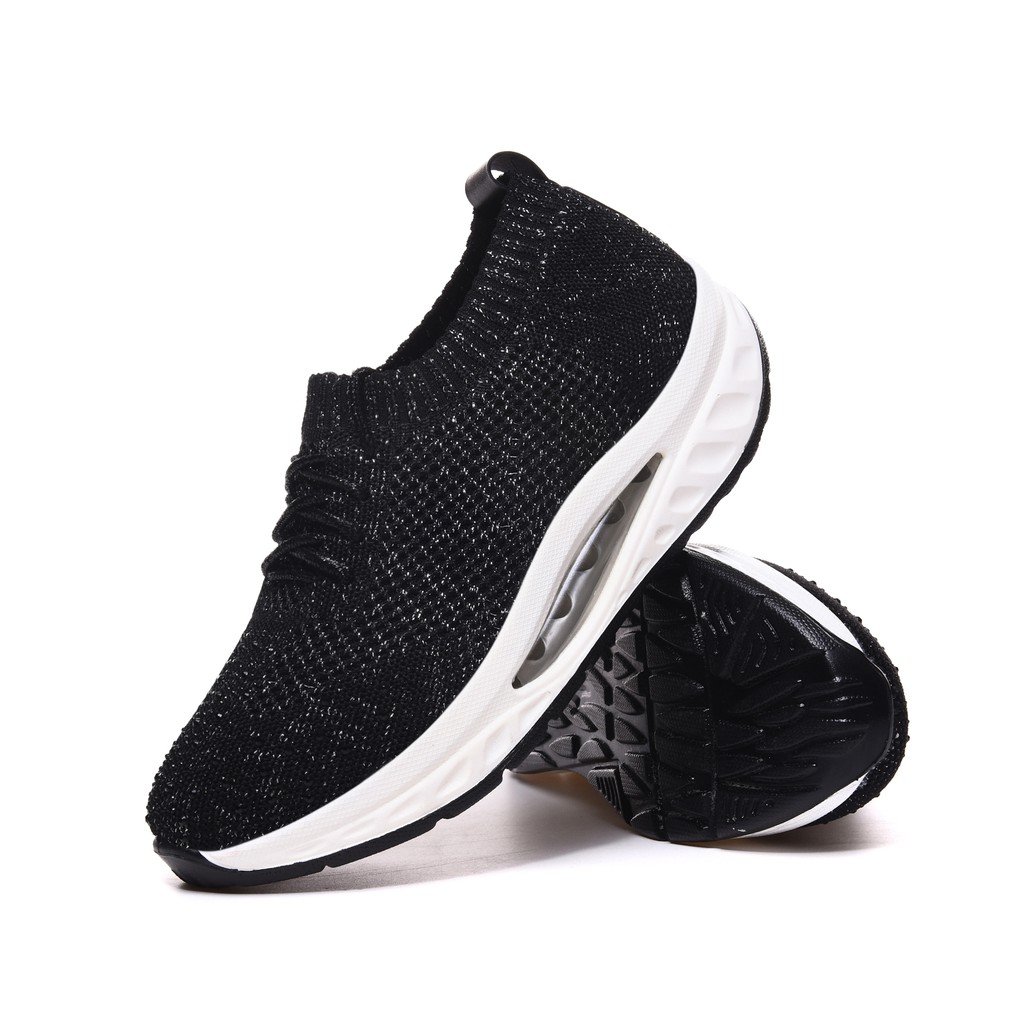 HANG TEN專利足弓氣墊鞋 女鞋 休閒鞋 保庇天后 王彩樺代言 針織 彈力 美腿 水鑽 透氣 排濕 減壓鞋墊 曜黑, , large