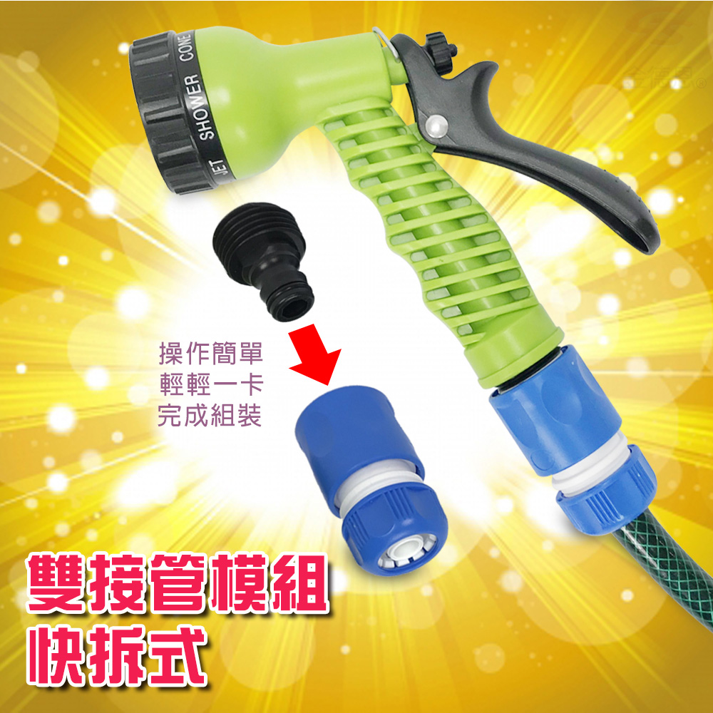 GS MALL 台灣製造 七段可調高壓水槍組 高壓水槍 七段水槍 洗車水槍 園藝水槍 清洗水槍 噴水槍 高壓清洗槍, , large