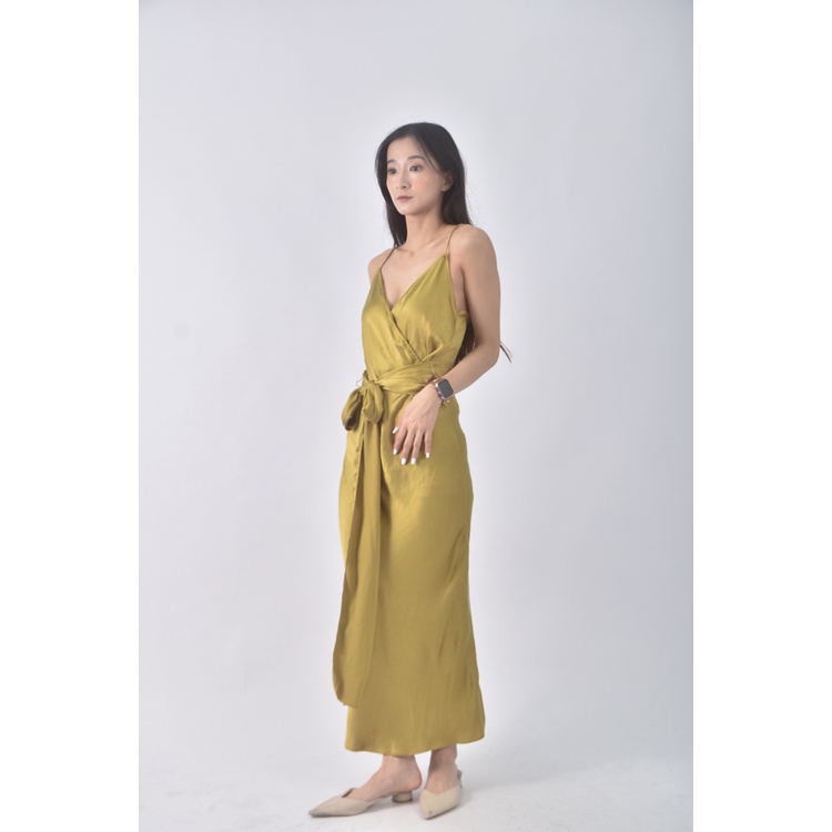 (S) 【安于晴Charlene私服】zara質感吊帶緞面綠色洋裝二手衣, , large